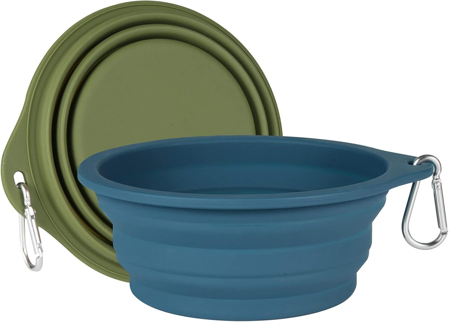 2-Pack Collapsible Dog Bowls – 600ml Travel Pet Feeding Bowls with Integrated Mold Design, No Plastic Rim 