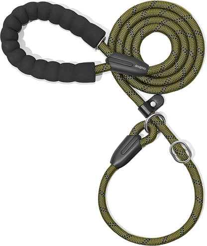 Durable Slip Lead Dog Leash with Padded Handle and Highly Reflective Threads, No Pull Dog Training Leash, (3/8" X 6 FT, Baby Pink)
