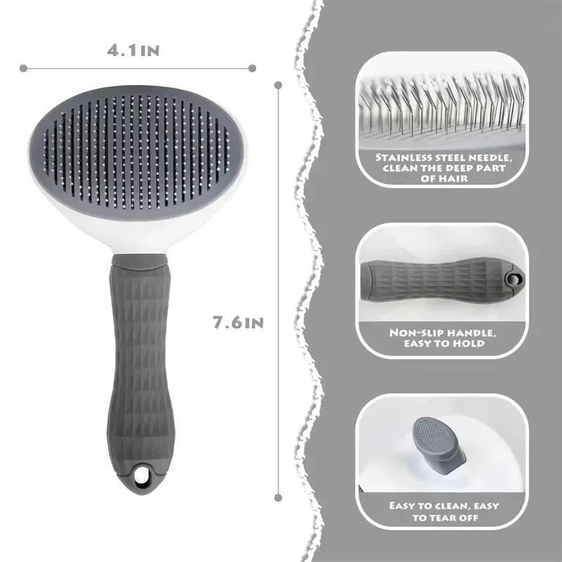 Self-Cleaning Pet Brush & Comb – Dog & Cat Hair Remover Grooming Tool, Dematting Comb & Pet Accessories