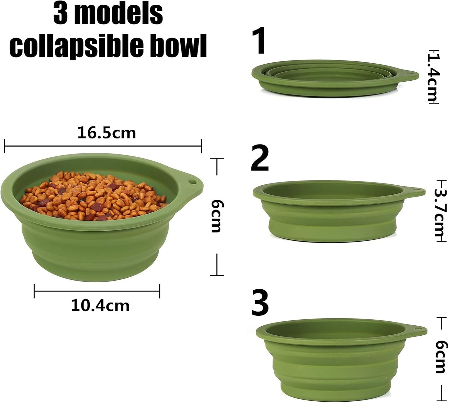 2-Pack Collapsible Dog Bowls – 600ml Travel Pet Feeding Bowls with Integrated Mold Design, No Plastic Rim 