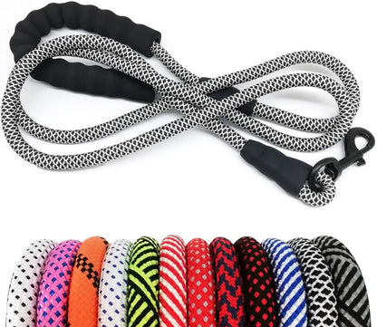Heavy Duty Rope Dog Leash, Nylon Pet Leash, Soft Padded Handle Thick Lead Leashes