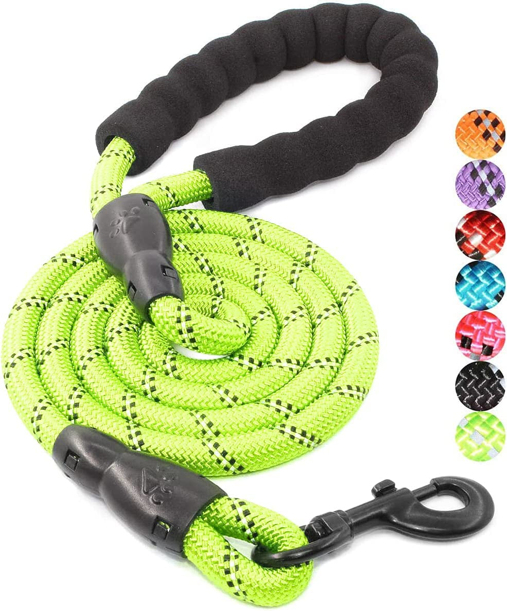 2/4/5/6 FT Dog Leash with Comfortable Padded Handle and Highly Reflective Threads for Small Medium and Large Dogs (5FT-1/2'', Black)