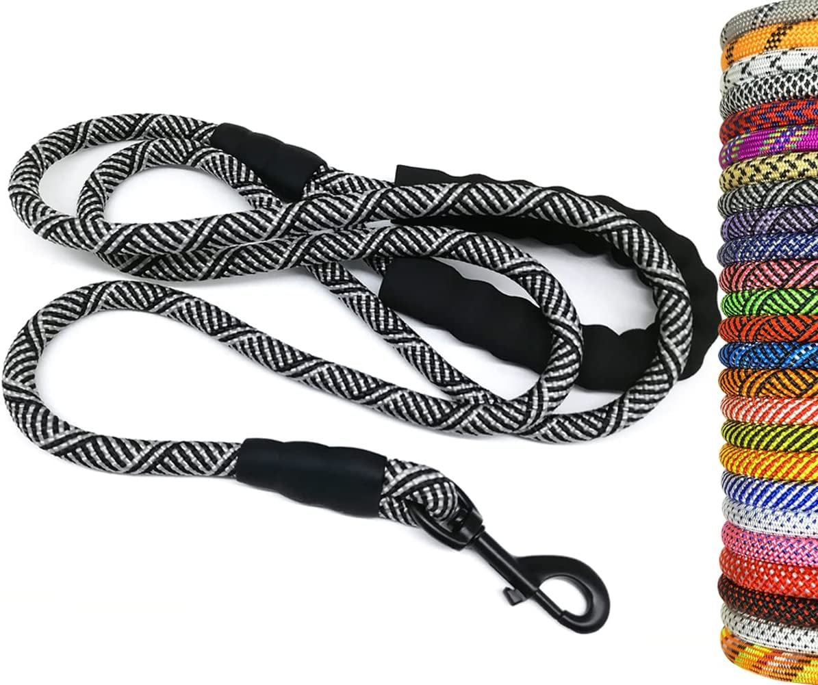 Heavy Duty Rope Dog Leash, Nylon Pet Leash, Soft Padded Handle Thick Lead Leashes