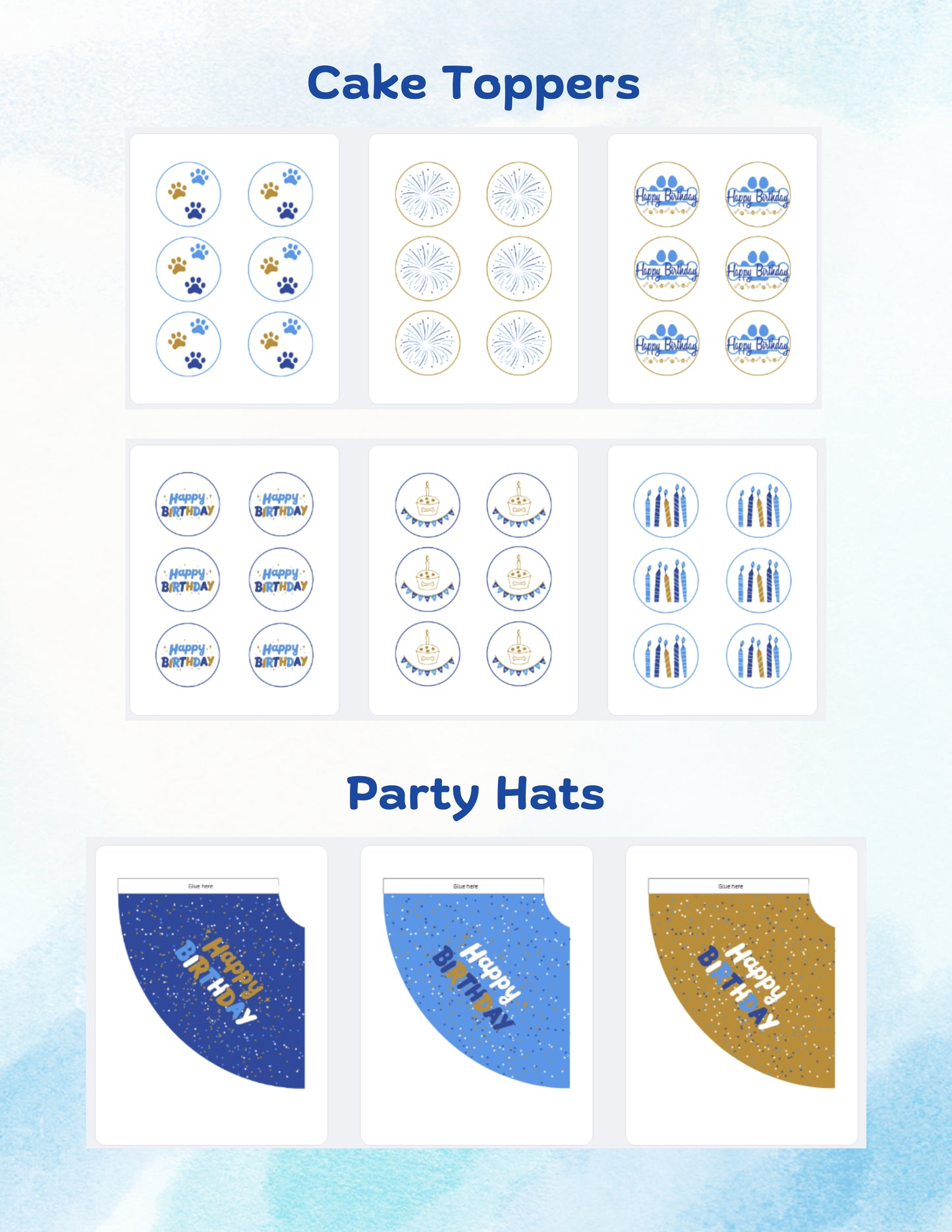 Printable Pet Birthday Decor- Blue