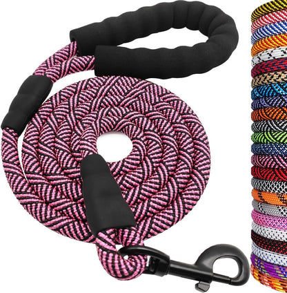 Heavy Duty Rope Dog Leash, Nylon Pet Leash, Soft Padded Handle Thick Lead Leashes