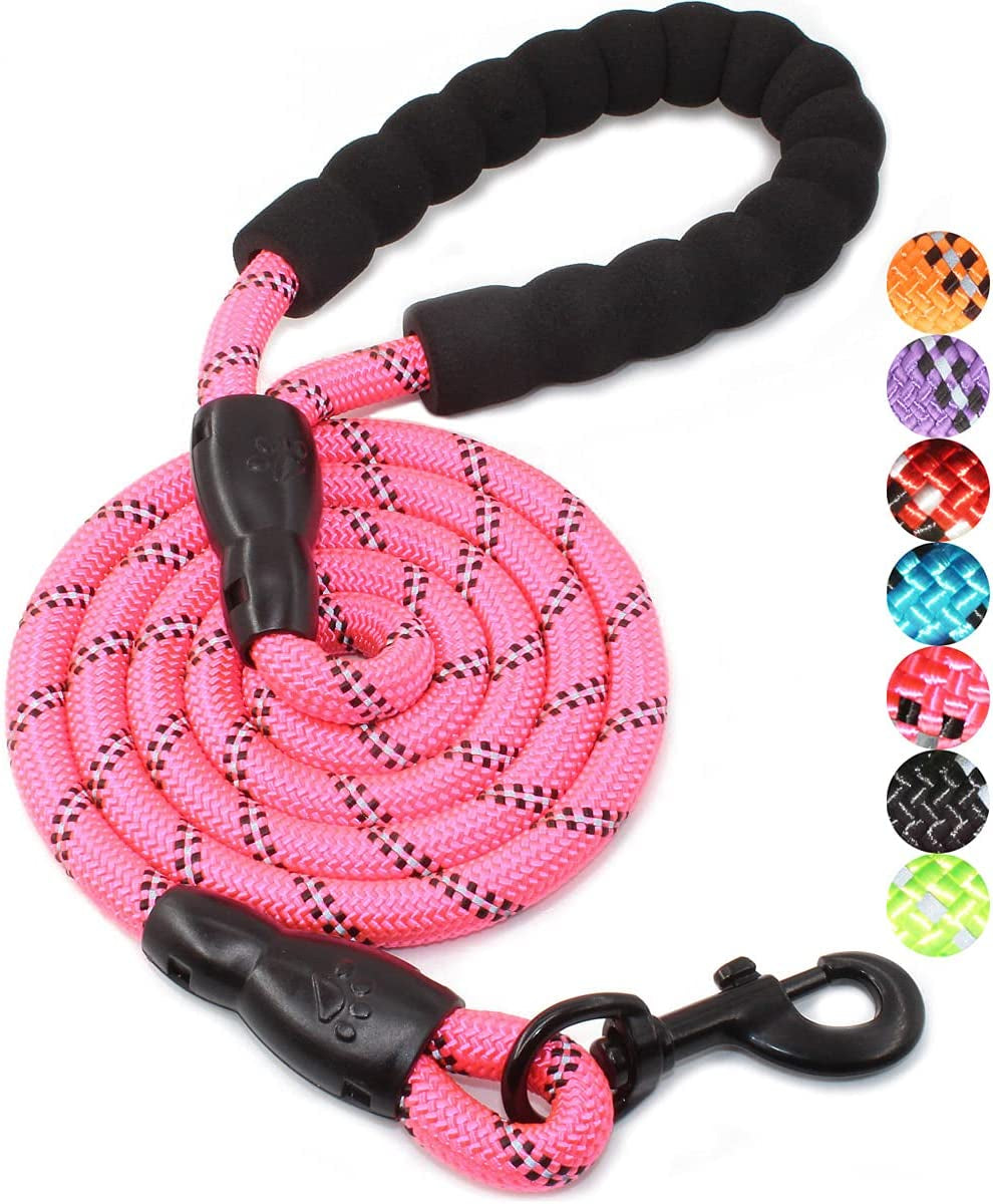 2/4/5/6 FT Dog Leash with Comfortable Padded Handle and Highly Reflective Threads for Small Medium and Large Dogs (5FT-1/2'', Black)