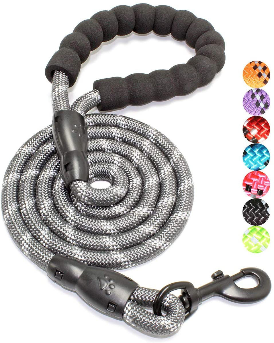 2/4/5/6 FT Dog Leash with Comfortable Padded Handle and Highly Reflective Threads for Small Medium and Large Dogs (5FT-1/2'', Black)