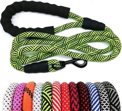 Heavy Duty Rope Dog Leash, Nylon Pet Leash, Soft Padded Handle Thick Lead Leashes