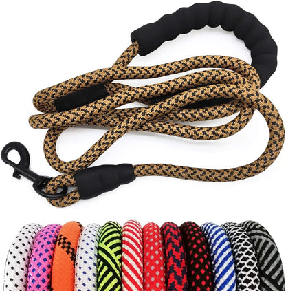 Heavy Duty Rope Dog Leash, Nylon Pet Leash, Soft Padded Handle Thick Lead Leashes