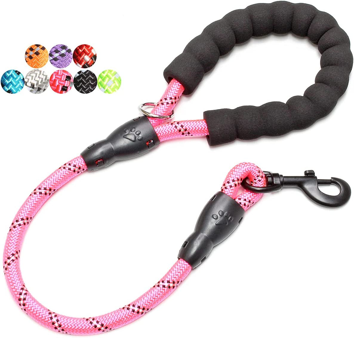 2/4/5/6 FT Dog Leash with Comfortable Padded Handle and Highly Reflective Threads for Small Medium and Large Dogs (5FT-1/2'', Black)