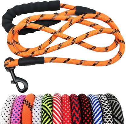 Heavy Duty Rope Dog Leash, Nylon Pet Leash, Soft Padded Handle Thick Lead Leashes