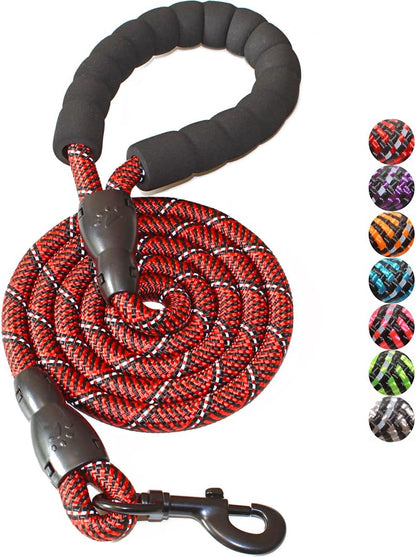 2/4/5/6 FT Dog Leash with Comfortable Padded Handle and Highly Reflective Threads for Small Medium and Large Dogs (5FT-1/2'', Black)