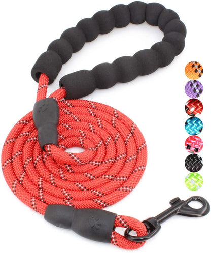 2/4/5/6 FT Dog Leash with Comfortable Padded Handle and Highly Reflective Threads for Small Medium and Large Dogs (5FT-1/2'', Black)