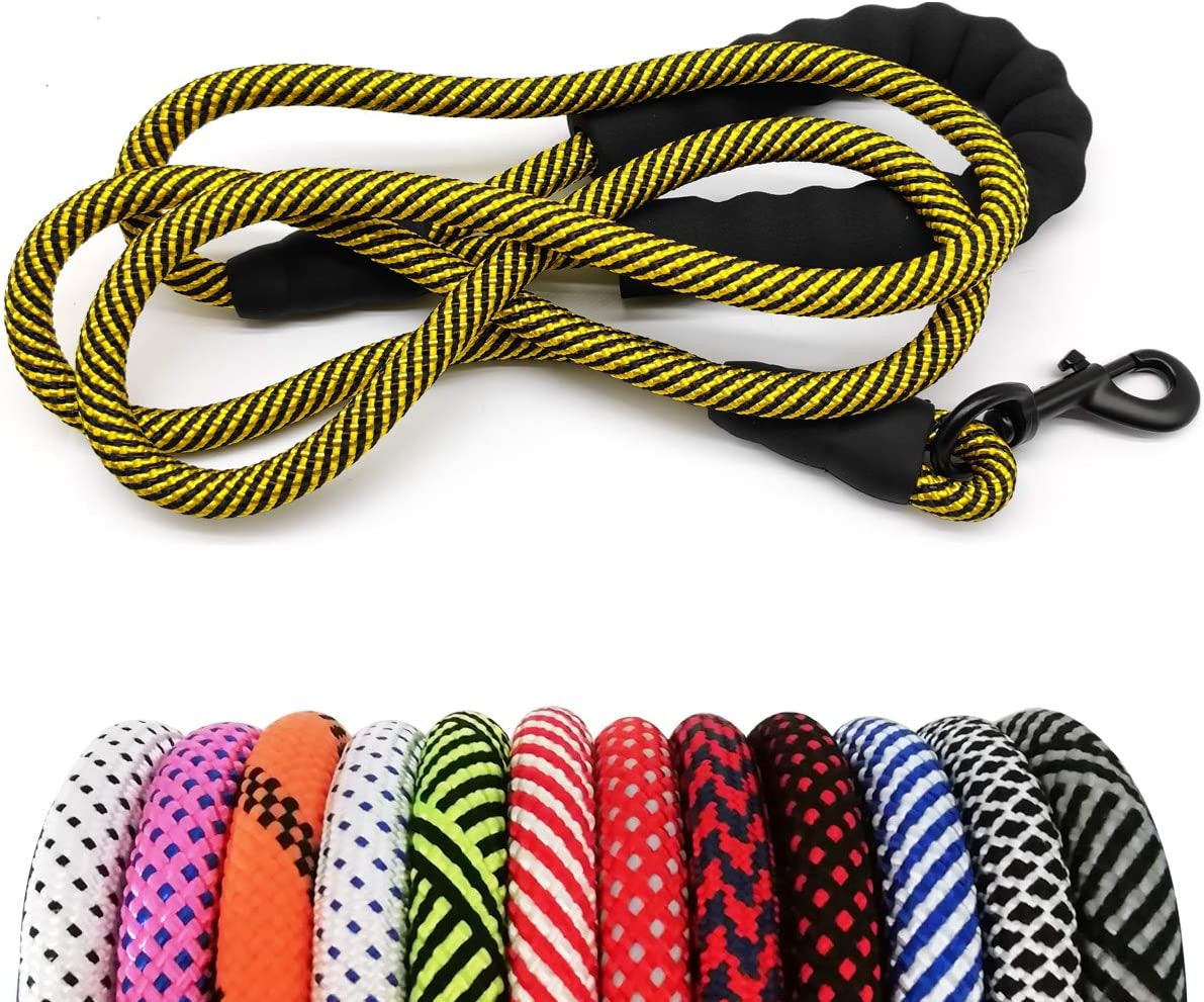 Heavy Duty Rope Dog Leash, Nylon Pet Leash, Soft Padded Handle Thick Lead Leashes
