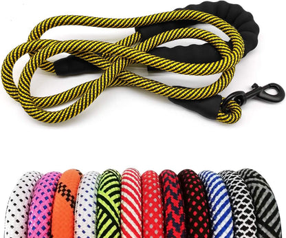 Heavy Duty Rope Dog Leash, Nylon Pet Leash, Soft Padded Handle Thick Lead Leashes