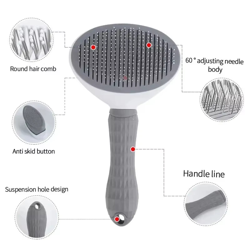 Self-Cleaning Pet Brush & Comb – Dog & Cat Hair Remover Grooming Tool, Dematting Comb & Pet Accessories