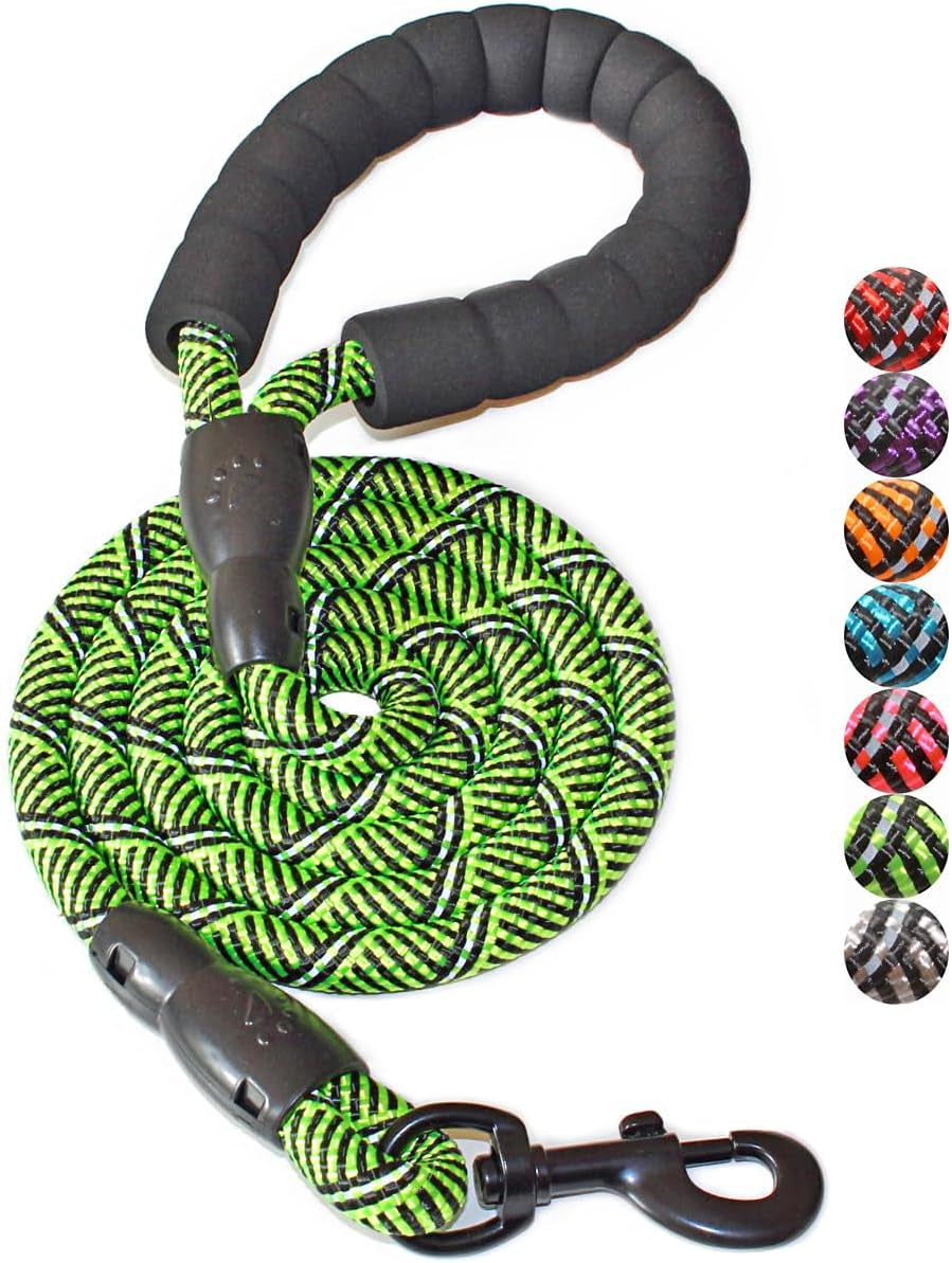 2/4/5/6 FT Dog Leash with Comfortable Padded Handle and Highly Reflective Threads for Small Medium and Large Dogs (5FT-1/2'', Black)