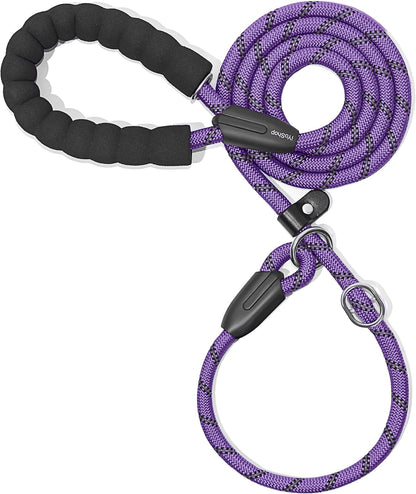 Durable Slip Lead Dog Leash with Padded Handle and Highly Reflective Threads, No Pull Dog Training Leash, (3/8" X 6 FT, Baby Pink)