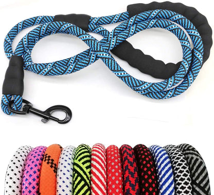 Heavy Duty Rope Dog Leash, Nylon Pet Leash, Soft Padded Handle Thick Lead Leashes