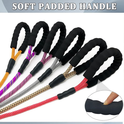 Heavy Duty Rope Dog Leash, Nylon Pet Leash, Soft Padded Handle Thick Lead Leashes